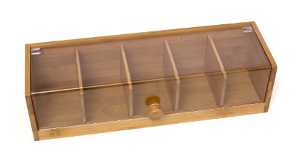 Lipper International Bamboo and Acrylic Tea Box with 5 Sections