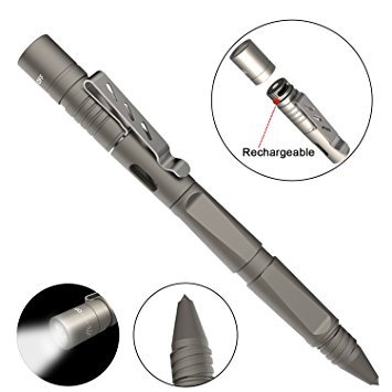 WUBEN Tactical Penlight,Waterproof IPX8,Pen Portable,Rechargeable Torch (for Outdoor Self-defense and Business Office Equipment) with Bright 130 Lumens CREE XPE2-LED,10180 Battery Included