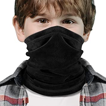 B BINMEFVN Neck Warmer for Kids, Adjustable Winter Fleece Neck Gaiter Kids Ski Mask for Boy Girl(Age 4-10)
