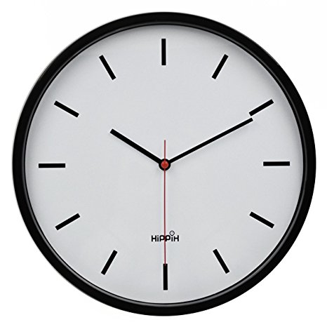 Hippih 10" Silent Quartz Decorative Wall Clock with Glass Cover Non-ticking Digital,2315-E