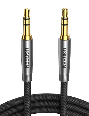 UGREEN Klinke Kabel 3.5mm Aux Kabel, Klinkenkabel Audio Kabel mit Nylon Ummantelung kompatibel mit Handy, Auto, MP3 Player, Kopfhörer, Lautsprecher, Soundbar, TV usw. (2m)