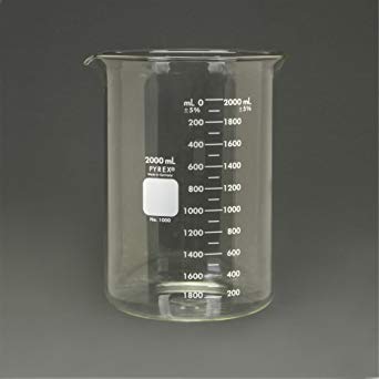 Pyrex Glass Griffin Beaker, Low Form, Measuring, 2,000 mL