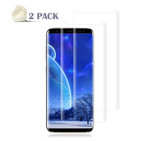 [2 Pack] Galaxy S8 Screen Protector [9H Hardness][Anti-Scratch][Anti-Bubble][3D Curved] [High Definition] [Ultra Clear] Tempered Live2Pedal Compatible Samsung Galaxy S8