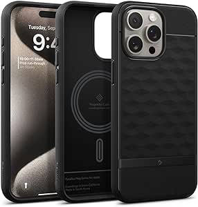 Caseology Parallax Mag for iPhone 15 Pro Case 5G [Enhanced Ergonomic Design Compatible with Magsafe] Military Grade Drop Tested (2023) - Matte Black