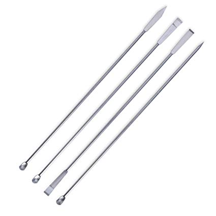 Bluecell 4pcs 22cm Length Stainless Steel Micro Lab Scoop Reagent Laboratory Mixing Spatula Sampling Spoon