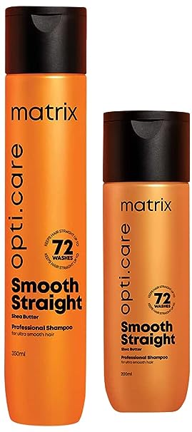 Matrix Opti Care Smooth Straight Professional Shampoo for Ultra Smooth Frizz-free Hair with Shea Butter, Paraben Free, 350ml