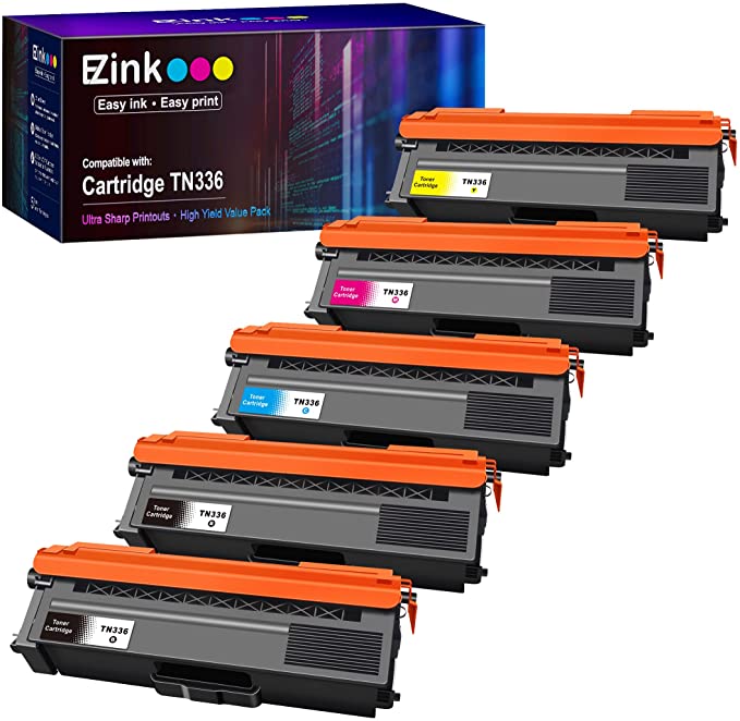 E-Z Ink (TM) Compatible Toner Cartridge Replacement for Brother TN336 TN-336 TN331 to use with HL-L8350CDW MFC-L8850CDW MFC-L8600CDW HL-L8350CDWT HL-L8250CDN (Black Cyan Magenta Yellow, 5 Pack)