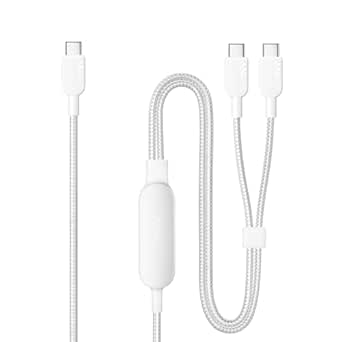 Anker USB C Cable, 4 ft 2-in-1 USB C to USB C Cable 140W Max, Fast Charging for iPhone 16 Series, MacBook, iPad, and More (USB 2.0, Braided, White)