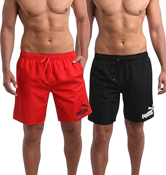 PUMA Men's Bathing Suit - 2 Pack Quick Dry Swimsuit Trunks with Mesh Compression Liner - 8" Inseam Swimwear (S-XL)