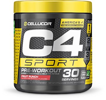 Cellucor C4 Sport Concentrated Energy Drink and Pre Workout Powder, Pre Workout Supplement for Men & Women, Fruit Punch, 30 Servings - Informed Choice certified