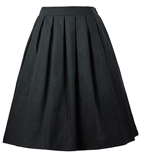 GRACE KARIN Women's Elastic Waist Pleated Vintage Skirts CL10401