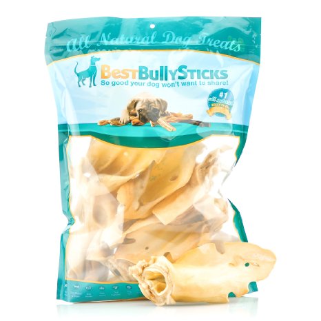 Prime Thick-Cut Cow Ear Dog Chews by Best Bully Sticks (12 Pack) Sourced From All Natural, Free Range Grass Fed Cattle with No Hormones, Additives or Chemicals - Hand-Inspected and USDA/FDA Approved