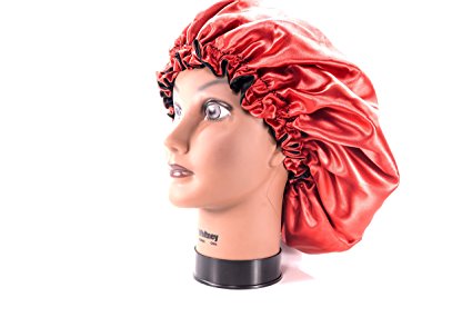 (X-Large, RED) New 24” Handmade Fully Reversible Luxuries Pure Satin Hair Bonnet Safe For All Hair Types - Most Beneficial Hair care Product Available - Royal Sensations Hair Bonnet