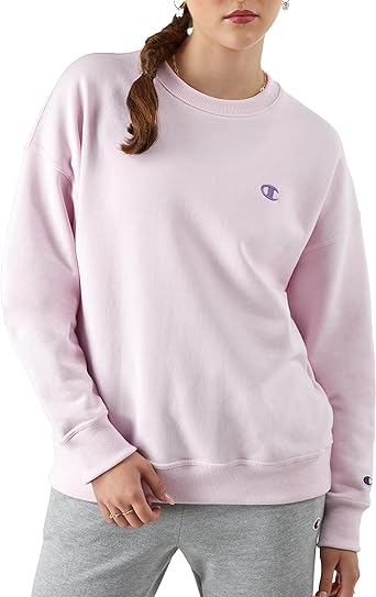 Champion Women's Sweatshirt, Powerblend, Crewneck for Women, C Logo (Plus Size Available)