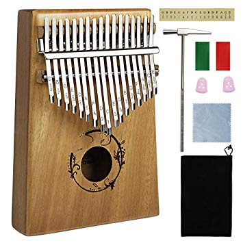 Kalimba 17 Keys Thumb Piano with Study Instruction and Tune Hammer, Portable Mbira Sanza Likembe African Wood Finger Piano, Gift for Kids Adult Beginners