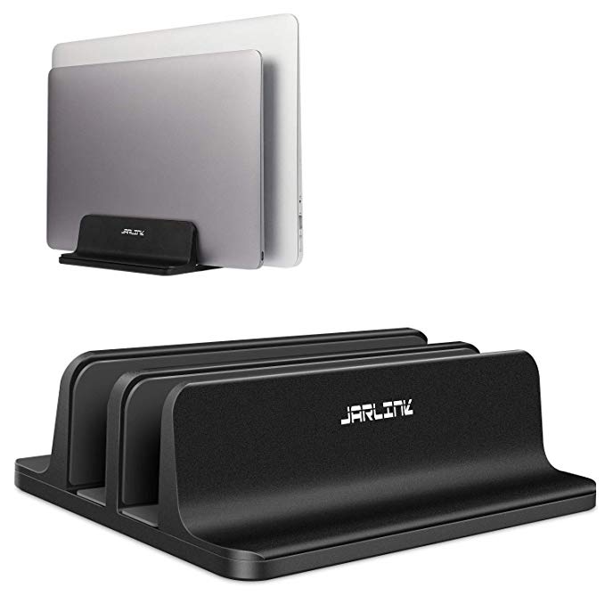 JARLINK (Upgraded Dock Version) Vertical Laptop Stand, Double Desktop Stand Adjustable Laptop Holder (up to 17.3") Compatible for All MacBook Pro/Air/Microsoft Surface/Gaming Laptops/Lenovo (Black)