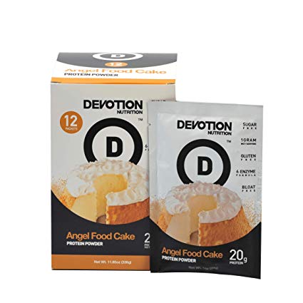 Devotion Nutrition Protein Powder, Angel Food Cake, 20g Protein, 1g MCT, Protein Baking Powder, Whey Protein Powder, Low Carb Protein, Single Serving Packets