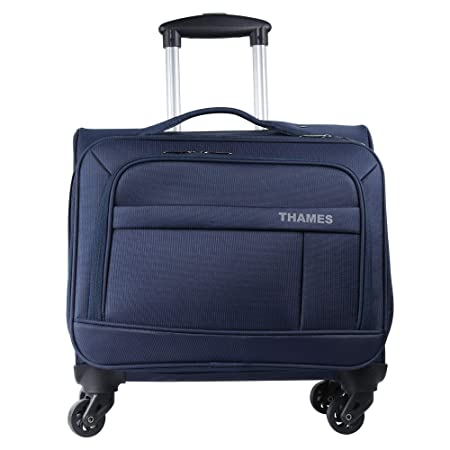 Thames 4 Wheels Cabin Luggage 43 Litre Supreme Rolling Laptop Case and Overnighter Trolley (Blue)