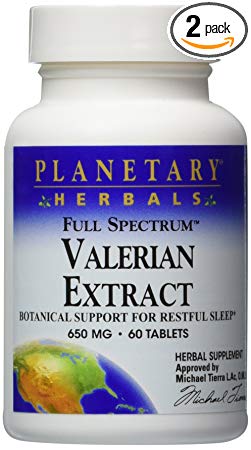Planetary Herbals Full Spectrum Valerian Extract Tablets, 650 mg, 60-Count Bottles (Pack of 2)