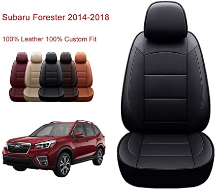 OASIS AUTO 2014-2018 Forester Custom Fit PU Leather Seat Cover Compatible with 2014-2015-2016-2017-2018 Subaru Forester (2014-2018 Forester, Black)