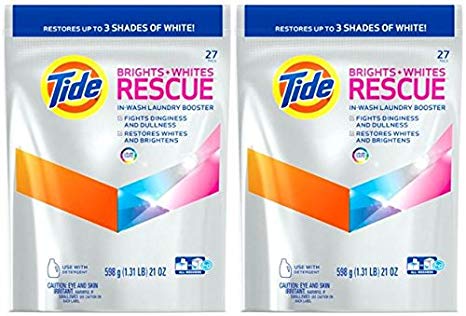 Tide Brights and Whites Rescue in Wash Laundry Booster Packs, 27 Count (2 Pack)