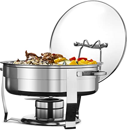 Chafing Dish, by Kook, Warmer, Stainless Steel with Glass Lid, Includes Rack