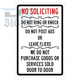No Soliciting Do Not Ring Or Knock - Keep Salesmen Away - aluminum sign 8x12