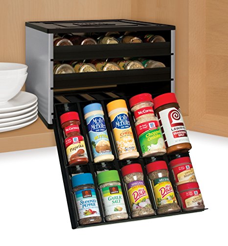 YouCopia Chef's Edition SpiceStack 30-Bottle Spice Organizer with Universal Drawers, Silver