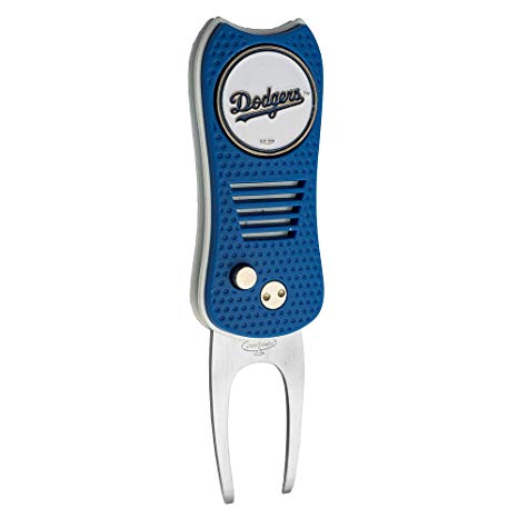 Team Golf MLB Switchblade Divot Tool with Double-Sided Magnetic Ball Marker, Features Patented Single Prong Design, Causes Less Damage to Greens, Switchblade Mechanism