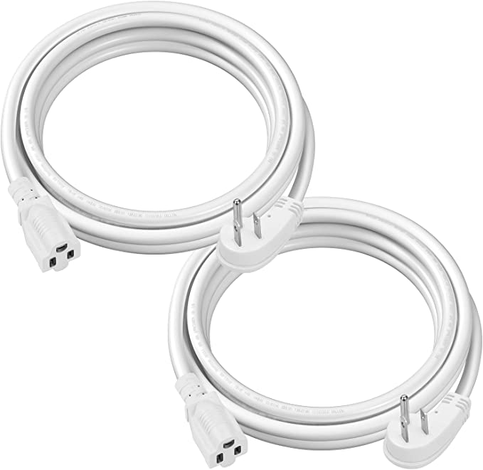 DEWENWILS Extension Cord 10ft, Flat Plug Extension Cords, 14/3 Heavy Duty Indoor SJT Power Cord, White, UL Listed, 2 Pack