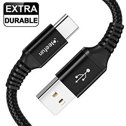 [2-Pack, 6ft] USB Type C Cable Double Nylon Braided, CLEEFUN Fast Charging USB A to USB C Charger Cord for Samsung Galaxy S9 S8 Plus S9  S8 , S10 S10  S10E, Note 8 9 10, A10E A20 A50 A70, LG G8 G7 G6