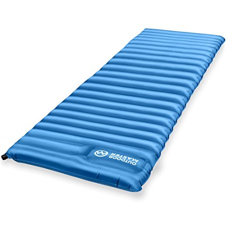 OutdoorMaster Deluxe Sleeping Pad - Easy Inflate with Built-in Foot Pump, Extra Thick and Roomy