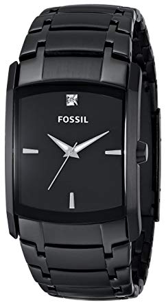 Fossil Men's Three-Hand Stainless Steel Black Dial Dress Watch with Black IP
