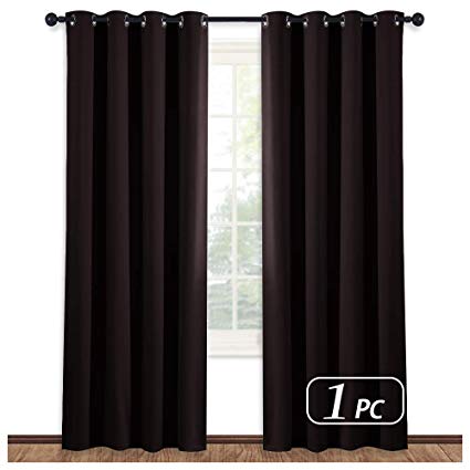 NICETOWN Blackout Room Darkening Curtain Panel - (Toffee Brown Color) Window Treatment Panel for Home Theater, Noise Reducing Drape/Drapery, 52 inches Wide by 84 inches Long, 1 Piece
