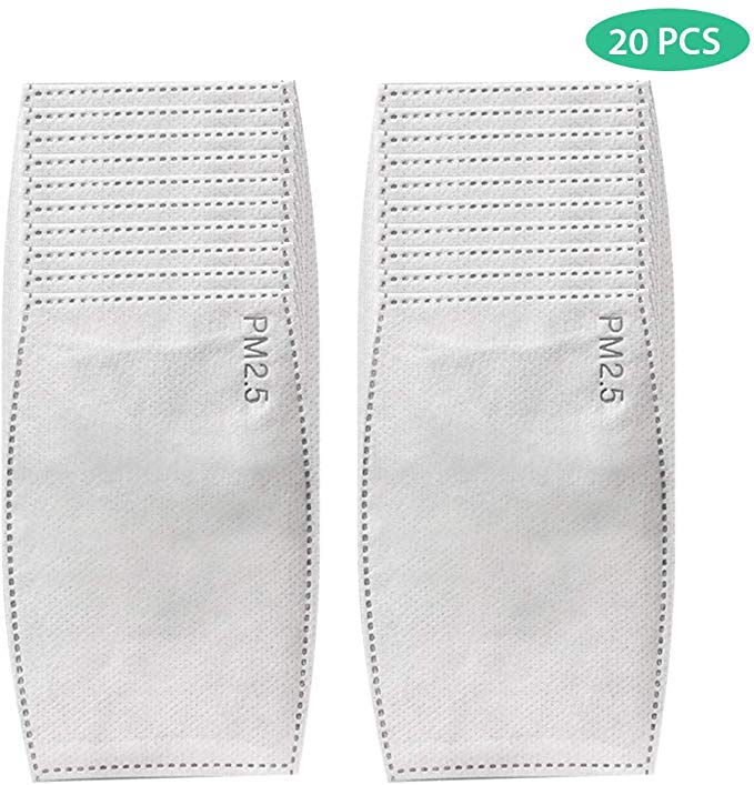 yunjin 20Pcs Adult PM2.5 N95 Activated Carbon Filter Face Mask Filters Breathing Insert Protective Mouth Mask Filter (20pcs Filters for Adult)