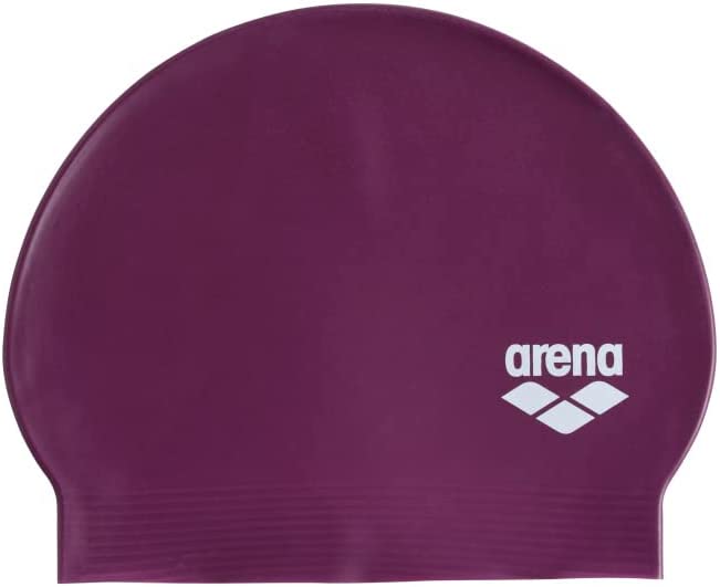 Arena Soft Latex Swim Cap for Women and Men, Prints and Solid Colors, Dark Raspberry