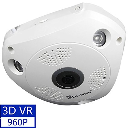 [Panoramic View 3D VR] Luowice LWS-360VR 960P 180/360 Degree Fisheye Wireless IP Network Security Camera with Wi-Fi Hotspots, 32ft Night Vision Indoor