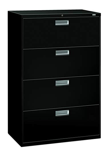 The HON Company H684.L.P HON684LP HON 4-Drawer Office Cabinet-600 Series Lateral Legal or Letter File Cabinet, 19.75" D), 4-Drawer Black