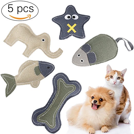 ONSON Dog Toys - Interactive and Natural Chewing Cotton Toys - Durable Dog Squeaky Bone Chew Textured Toy for Small Medium Large Dogs and Cats - Nontoxic Toy for Dog 5pack Gift Set