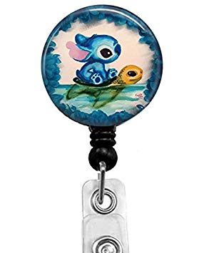 Lilo & Stitch Retractable ID Card Badge Holder with Alligator Clip, Medical Nurse Badge ID, Office Employee Name Badge