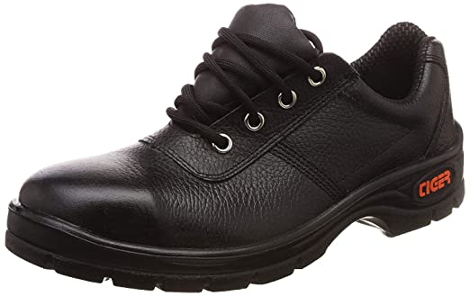 Tiger Men's Low Ankle Lorex Steel Toe Safety Shoes (Size 11 UK, Black, Leather) (TIGER11d)