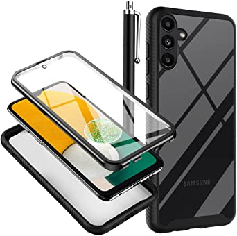 for Samsung Galaxy A13 5G Case with Built-in Screen Protector Crystal Clear Full Body Shockproof Bumper Rugged Hybrid Protective Phone Cover for Samsung Galaxy A13 5G, Black