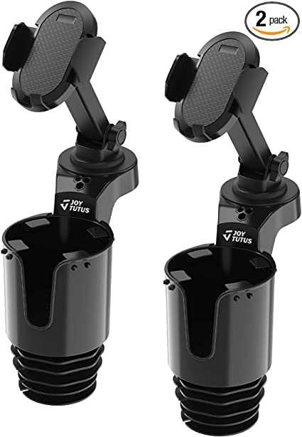 JoyTutus Cup Holder Phone Mount for Car, Car Cup Holder Cellphone Holder for Car, Large Car Cup Holder Adapter Long Arm with 360° Rotation, Compatible with iPhone, Samsung & All Smartphone (2 Pack)