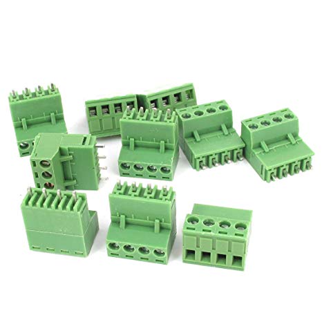uxcell 10Pcs 300V 15A 5.08mm Pitch 4-Pin PCB Screw Terminal Block Connector