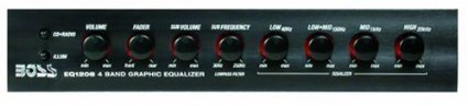 BOSS AUDIO EQ1208 4 Band Pre-Amp Equalizer with Remote Subwoofer Level Control