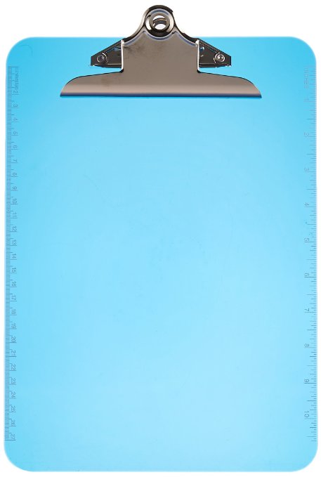 Sparco Transparent Plastic Clipboard, 9 x 12-1/2 Inches, Blue (SPR01863)