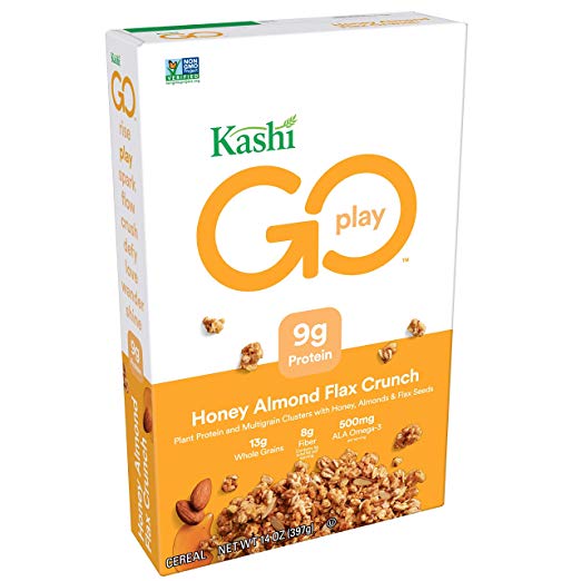 Kashi GO Honey Almond Flax Crunch Breakfast Cereal - Non-GMO Project Verified, Vegetarian, 14 Oz Box