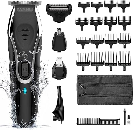 Wahl Aqua Blade 10 in 1 Multigroomer, Eyebrow Attachment, Beard Trimmers Men, Body Trimmers, Men’s Beard Trimmer, Stubble Trimming, Body Shaving, Face Grooming, Fully Washable, Male Grooming Set