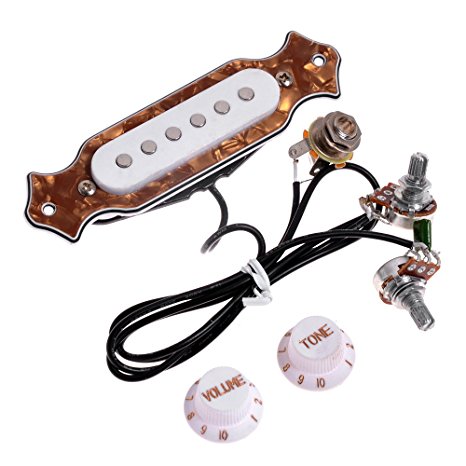 1 Set Pre-wired 6-string Single Coil Pickup Cigar Box Guitar Soundhole Pickup Harness with Volume & Tone Pots