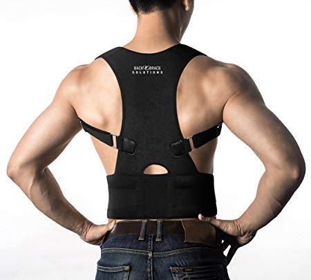 Posture Corrector Back Brace - Medical Grade Adjustable Posture Support Clavicle Support w Lower Back Lumbar Belt. Improve Bad Posture, Relieve Back Pain for Men and Women (XL 34" - 42" Waist Size)